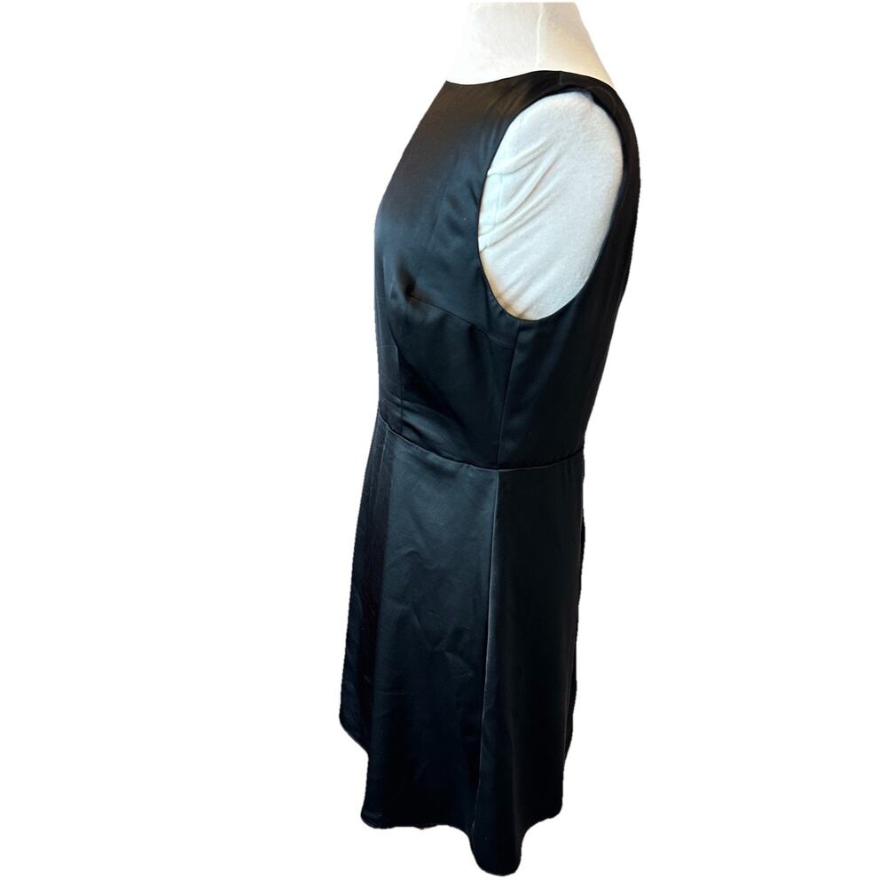 Reformation Zenni Satin Mini Dress Black Sleeveless Boat Neck Open Back Size 10 - Picture 3 of 13